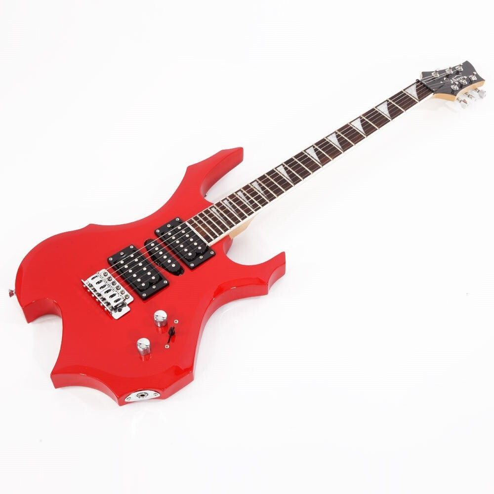 Full-Size 36″ Red Electric Guitar Starter Package with 20-Watt Amp and More