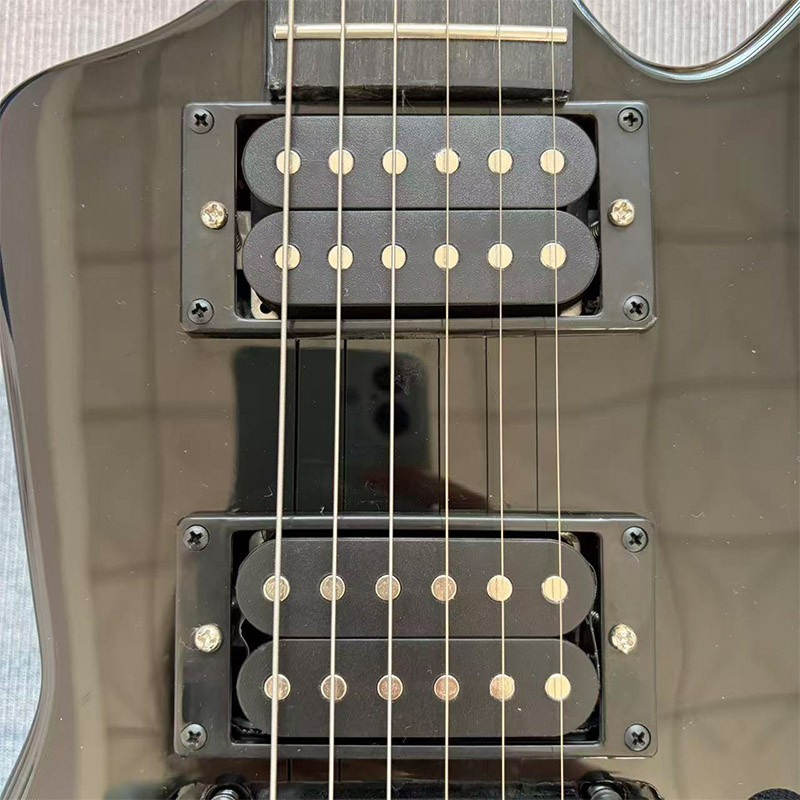 Black Shaped Electric Guitar with Double Locking Tremolo System, Free Shipping