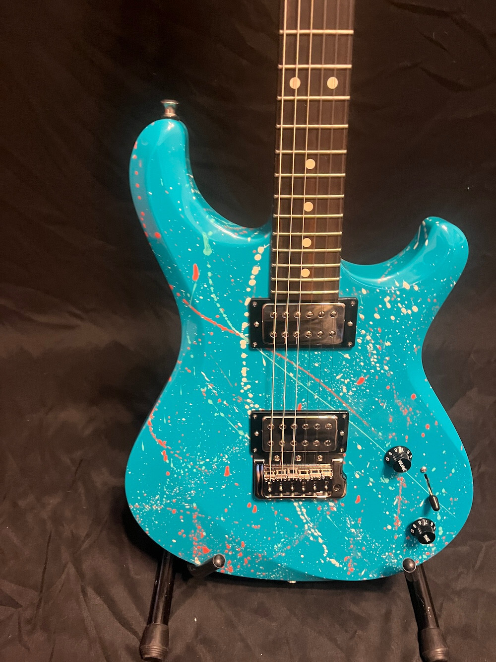 2023 Knaggs Guitars Severn Trembuck Reverse Headstock Miami Blue Splatter W/OHSC