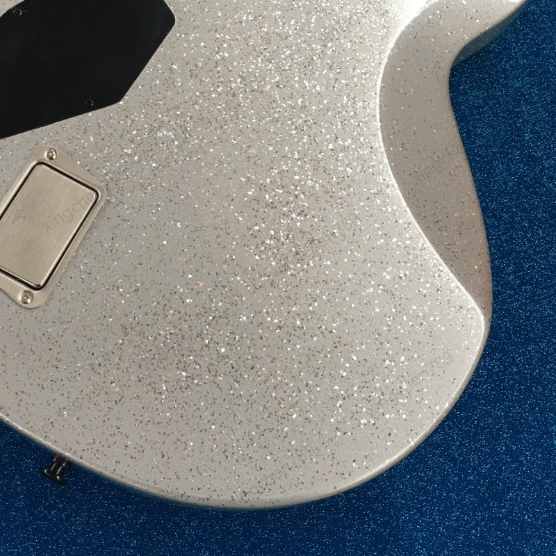 Silver Large Particle Glitter Solid Electric Guitar Stainless Fret Active Pickup