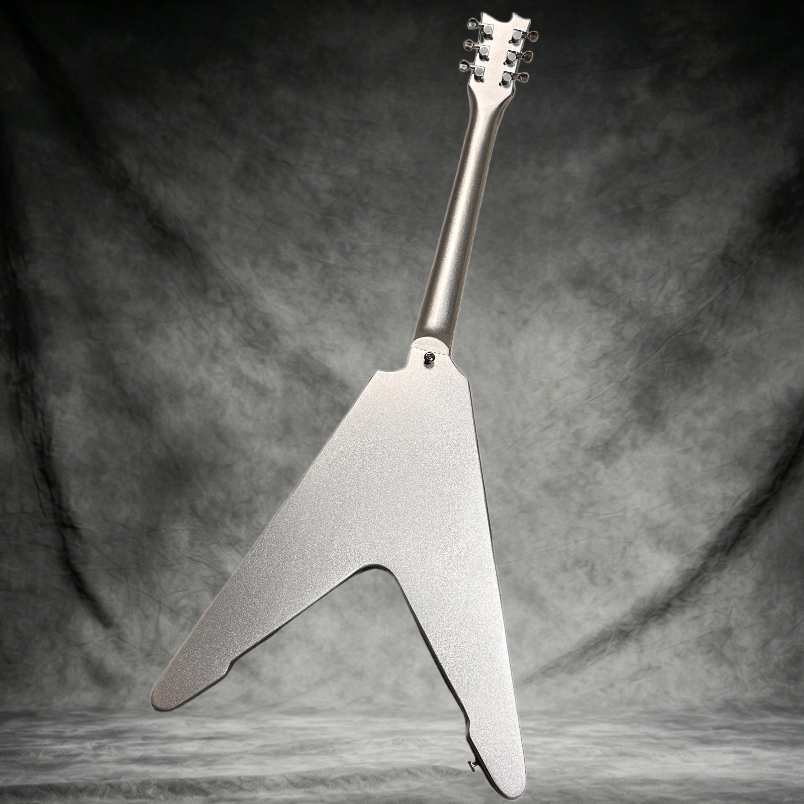 Gleeson Fly-V Electric Guitar Rosewood Fretboard Metallic Silver Color