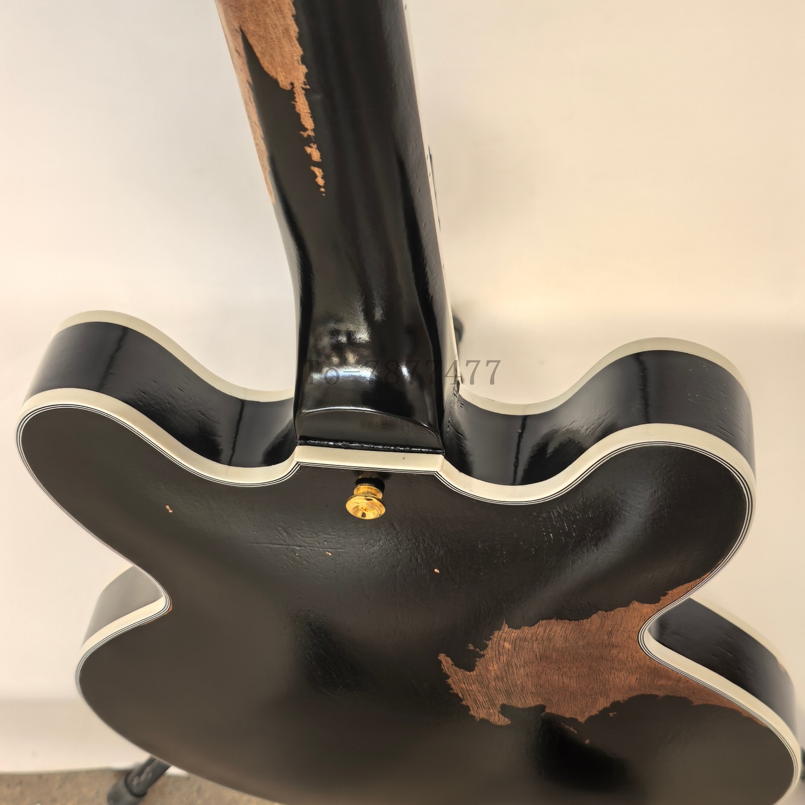 Aged Black Semi Hollow Body Electric Guitar Mahogany Body&Neck Gold Hardware