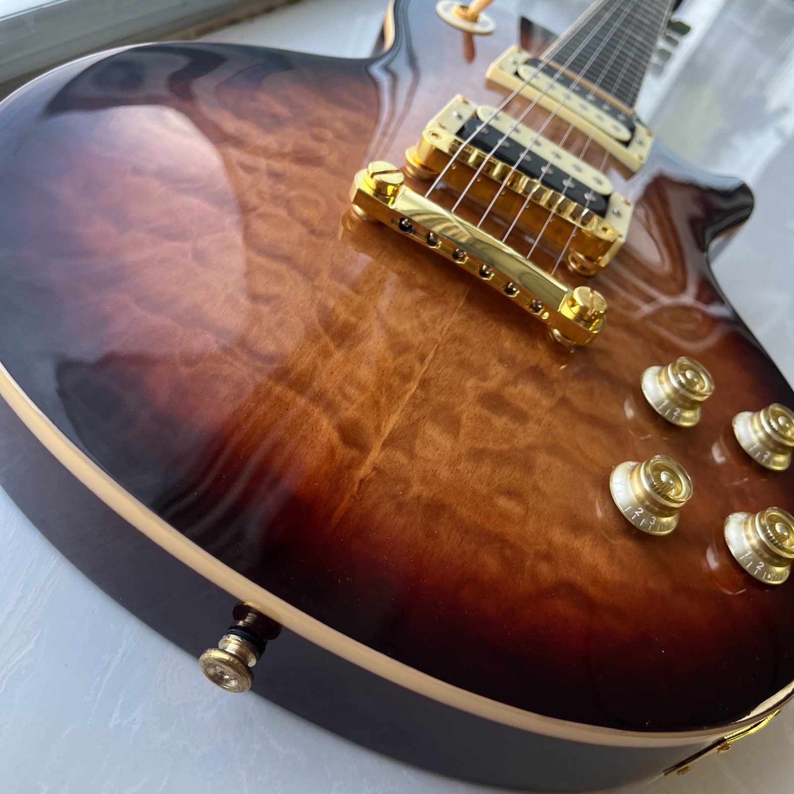 Brown LP Style Electric Guitar Rosewood Fingerboard Zebra pickups