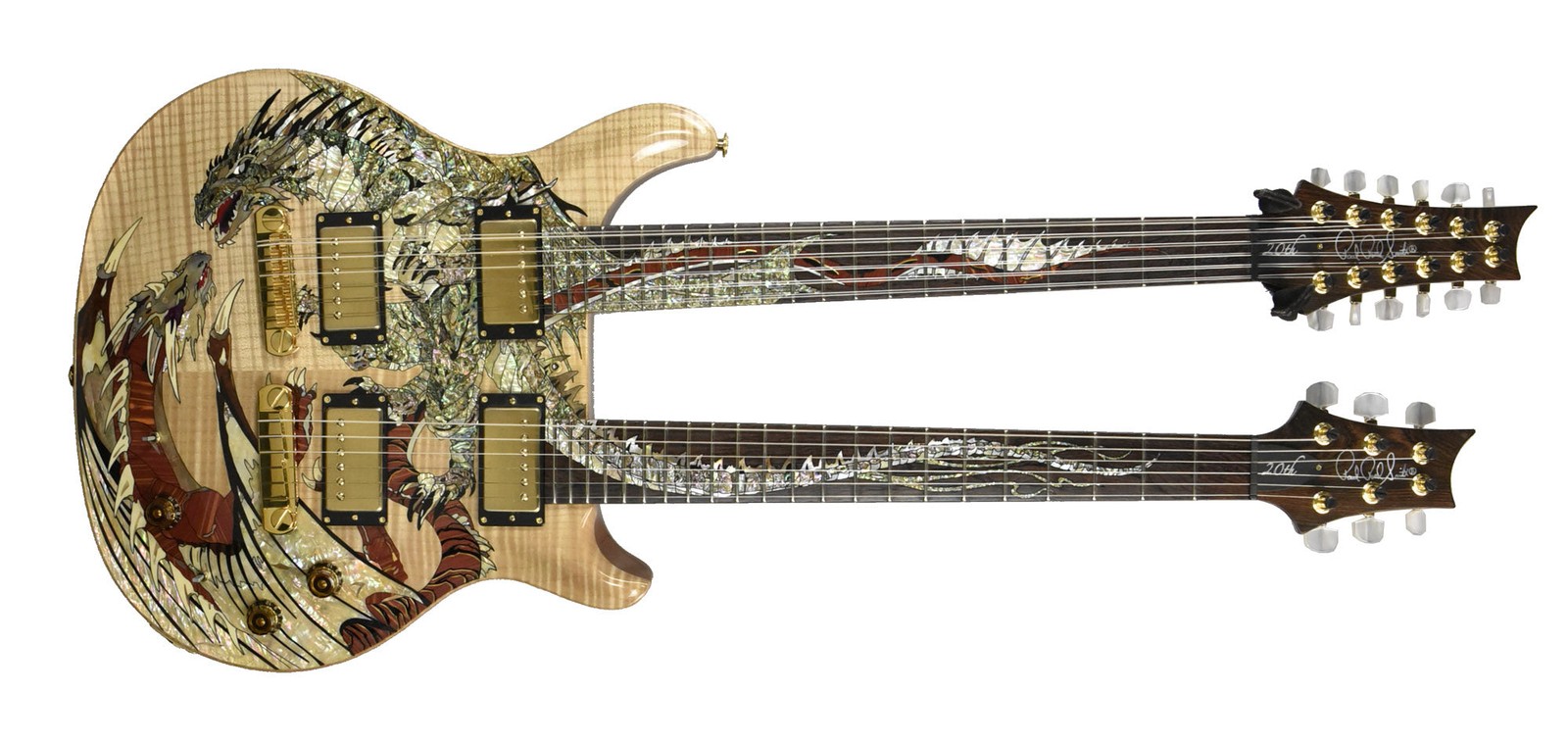 2005 PRS Dragon Double Neck 6-String / 12-String Electric Guitar in Natural