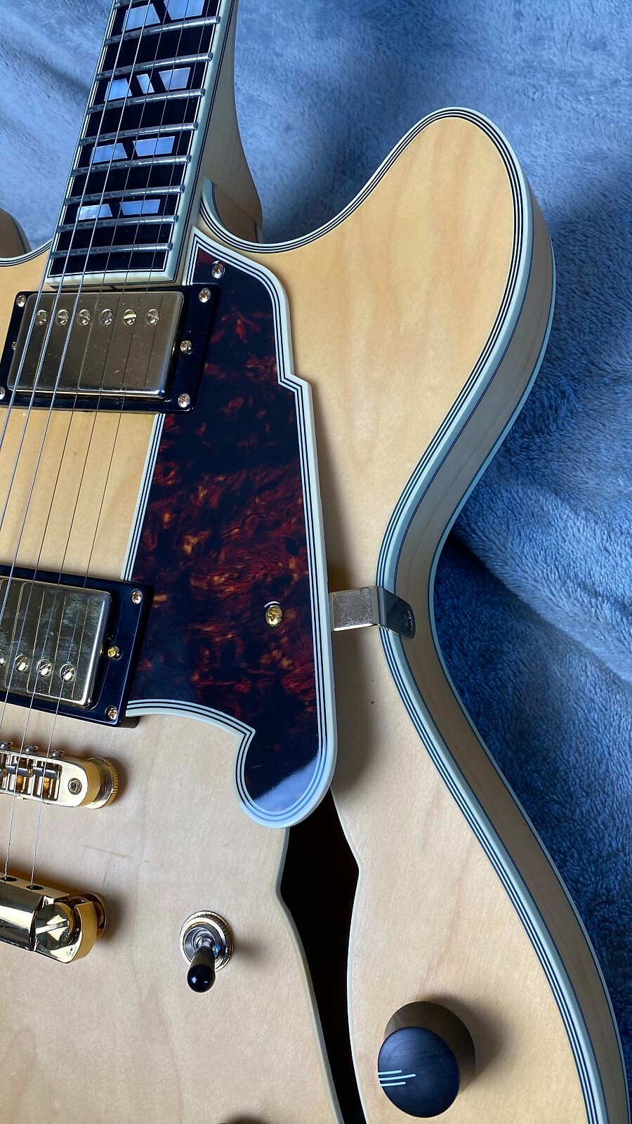 D’Angelico Deluxe DC Semi-hollowbody Electric Guitar – Satin Honey – full size