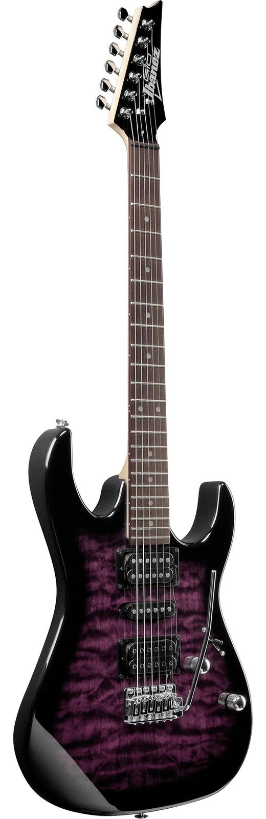 Ibanez GRX70QA RG Gio Electric Guitar – Transparent Violet Sunburst w/ Amplifier