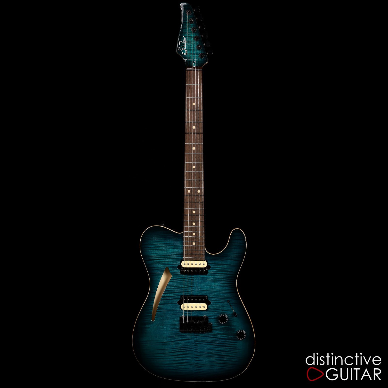 SUHR MODERN T CUSTOM T STYLE TRANS TEAL BURST 2 PICKUPS 5 WAY FLAME TOP