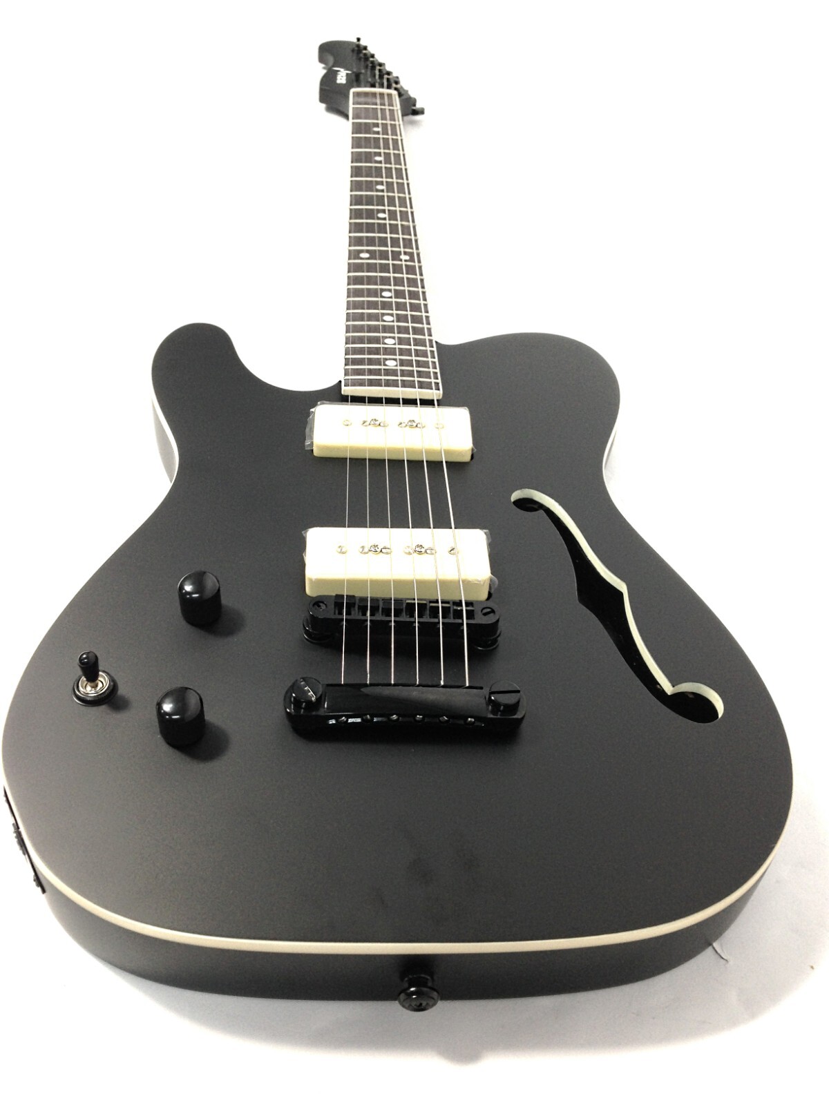 Haze Left-Handed Semi-Hollow Body Electric Guitar,All-Matt-Black+Gig Bag.501LHBK