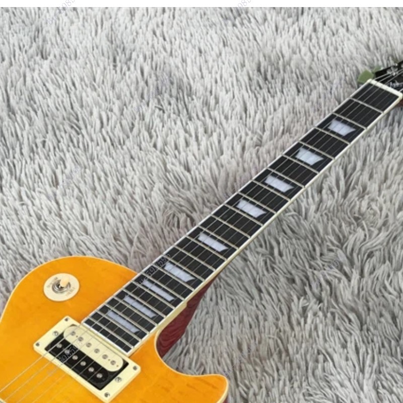 Solid Body Electric Guitar Bone Nut Stainless Fret Flamed Maple Top Yellow