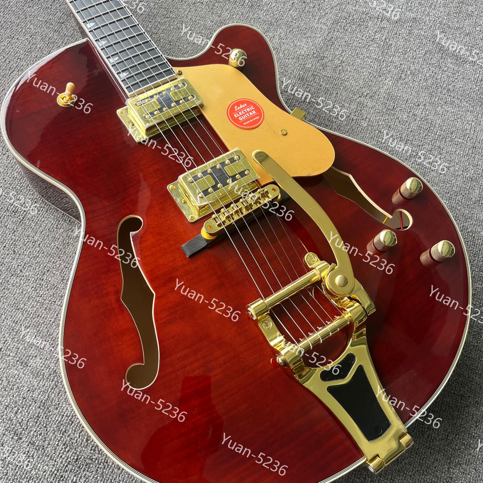 Semi Hollow Body Electric Guitar Rounded fret Edge Gold Hardware Factory Outlet