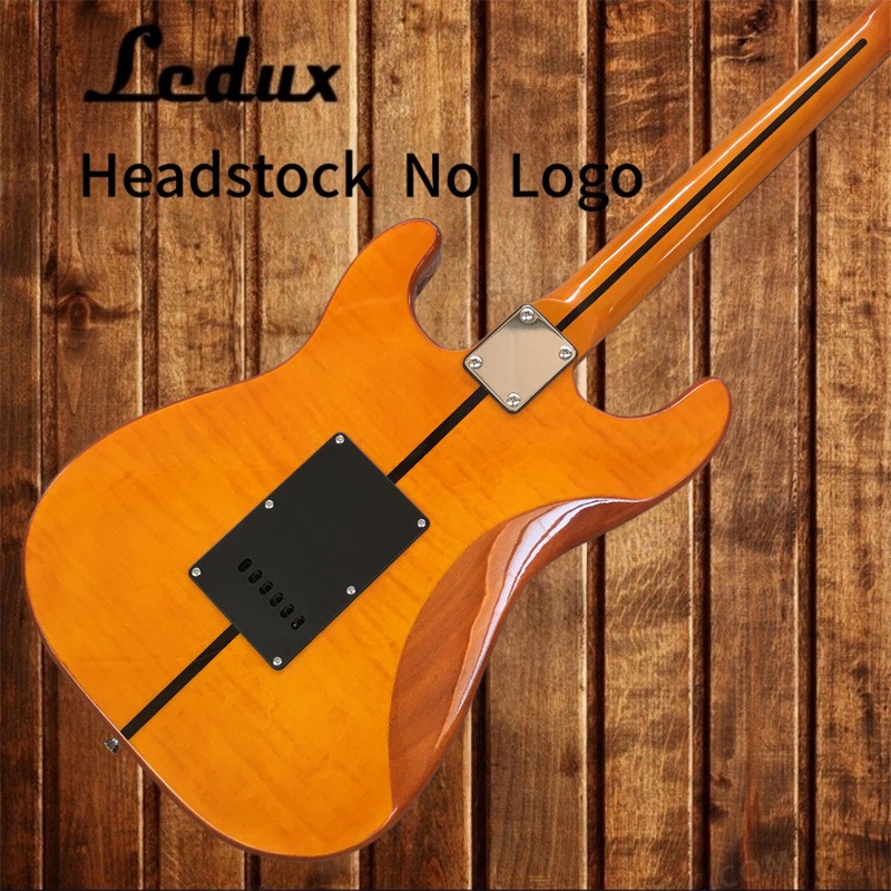 Ledux Mad Cat Solid Electric Guitar Flamed Maple Top Tremolo Bridge Yellow US