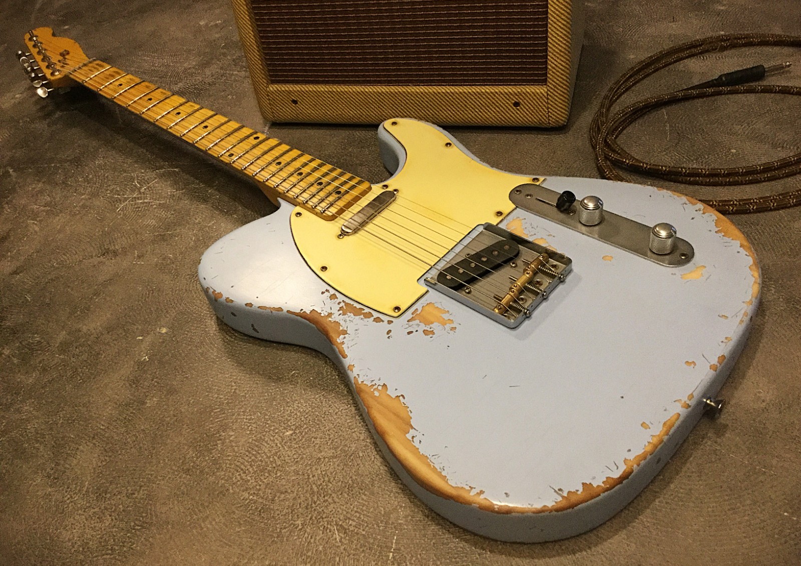USA Relic Tele Style Electric Guitar Road Worn Blue by Nate’s Relic Guitars
