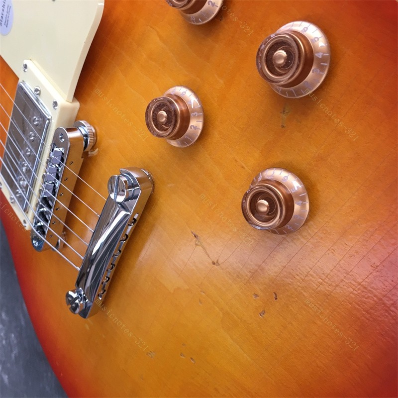 Aged Solid Electric Guitar Stainless Fret Bone Nut Cherry Burst Fast Shipping