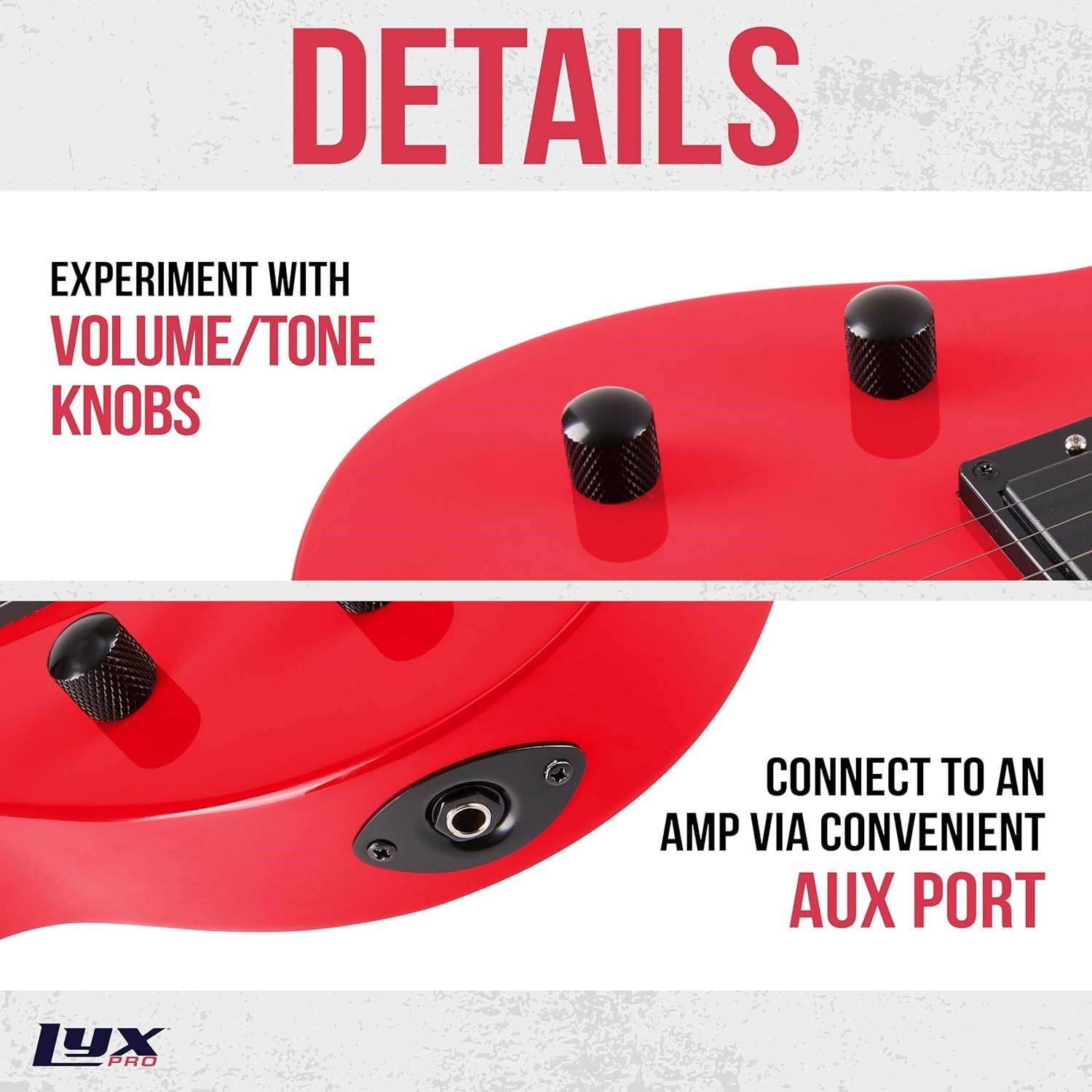 LyxPro CS 30in Left Hand Electric Guitar Kit Amp Cable 6 Picks Guide Red