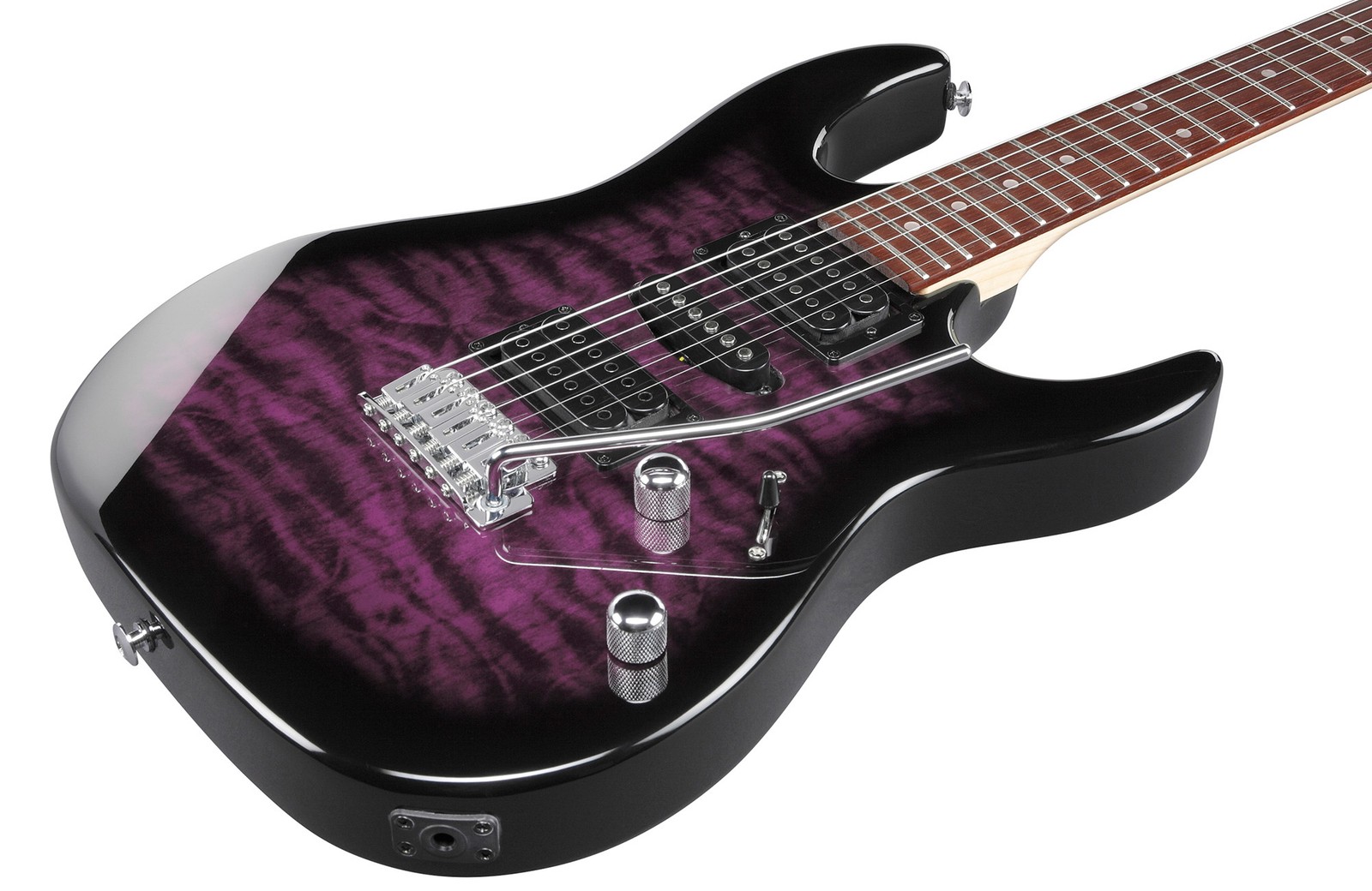 Ibanez GRX70QA RG Gio Electric Guitar – Transparent Violet Sunburst w/ Amplifier