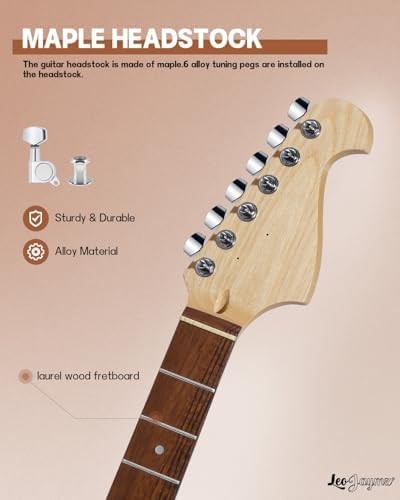 Leo Jaymz DIY Electric Guitar Kit ST Style Sunburst Mahogany Body Maple Neck