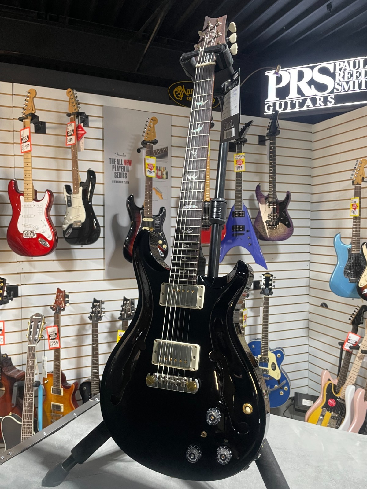 PRS Hollowbody II Piezo Electric Guitar – Custom Color Piano Black w/OHSC & PLEK