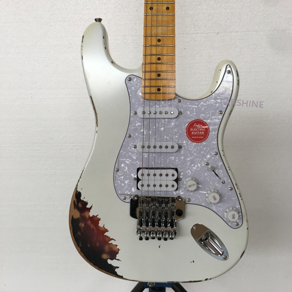 Hot sale aged white Electric Guitar soild body FR bridge Vintage style fast