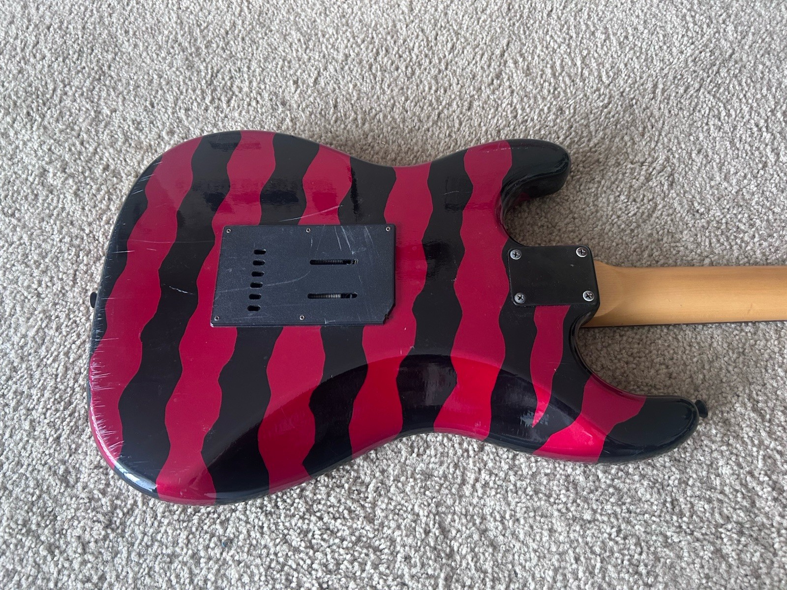 Rare Vintage Arbor SST Super Strat (Red & Black) Zebra Electric Guitar. As Is