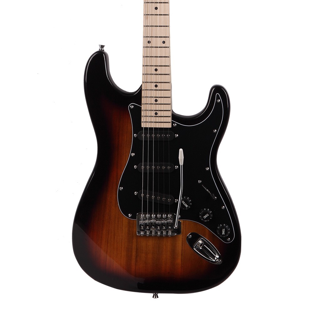 GST Stylish Electric Guitar Kit Black Pickguard Sunset With Strap Bag Amplifier