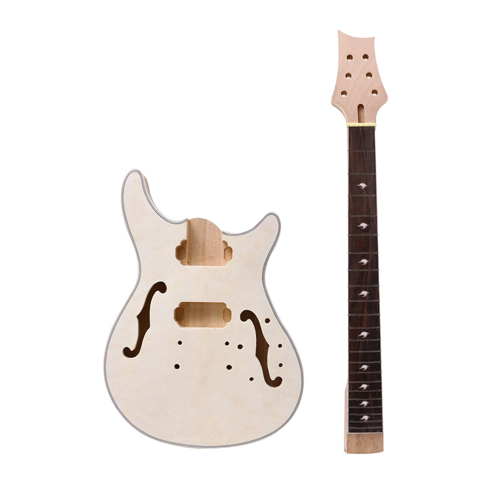 Electric Guitar Kit Mahogany Guitar Body Quilted Maple Veneer 22 Fret 24.75inch