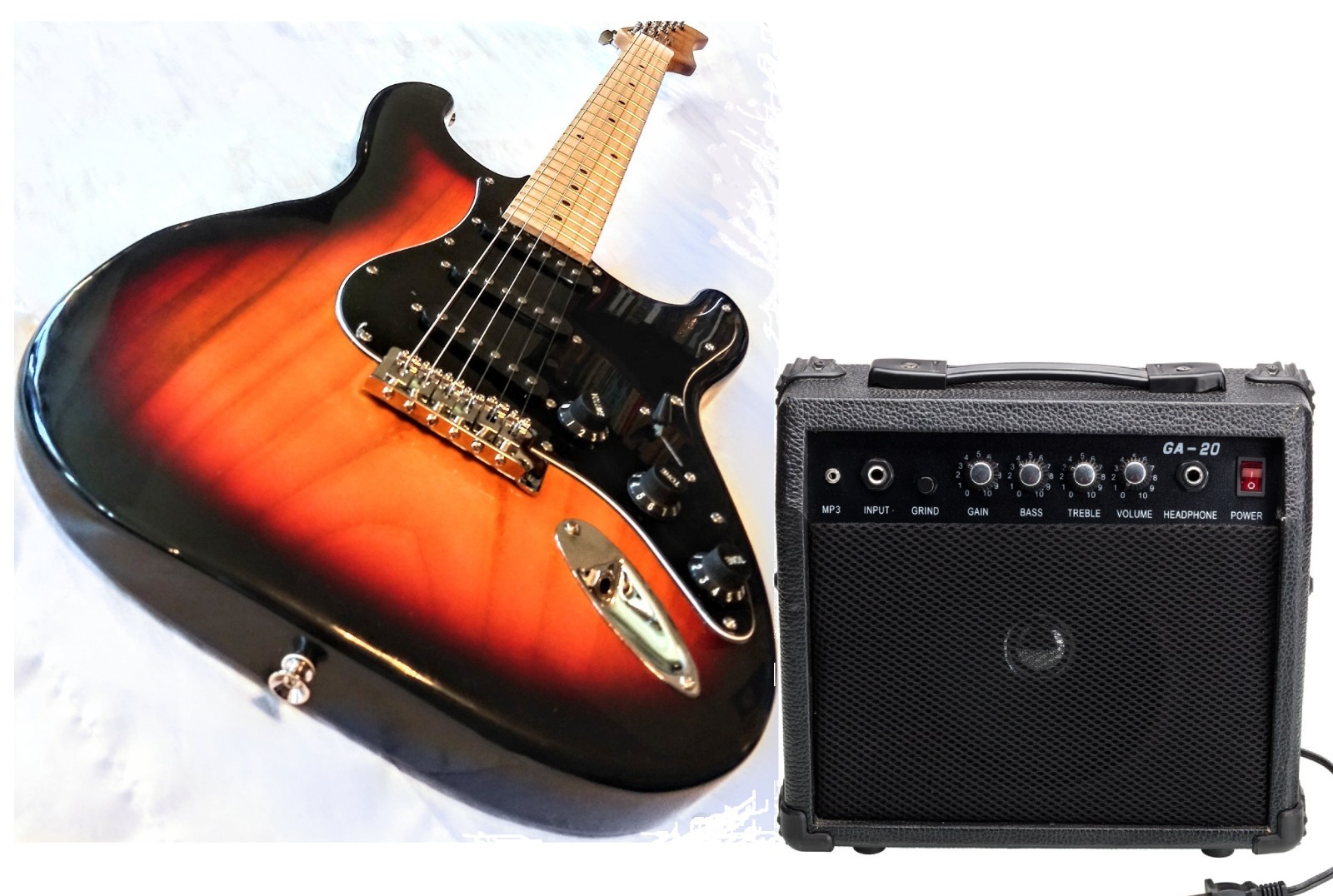 🎸FREE SHIPPING!🎸+AMP! Unmarked S Style Electric Guitar +Case/Bag +Strap +Pick!