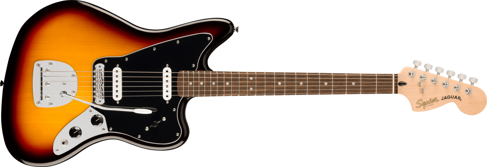 Squier Affinity Series Jaguar®, Laurel Fingerboard, Black Pickguard – 3-Color