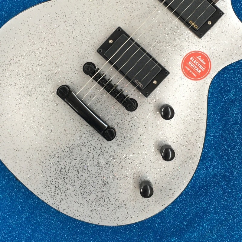 Silver Large Particle Glitter Solid Electric Guitar Stainless Fret Active Pickup