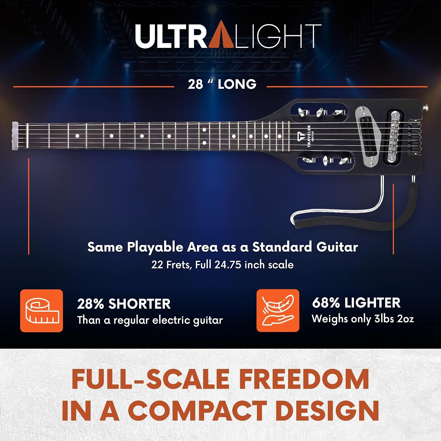 Traveler Guitar Ultra-Light Electric Guitar Matte Black Left-Handed Portable Ele
