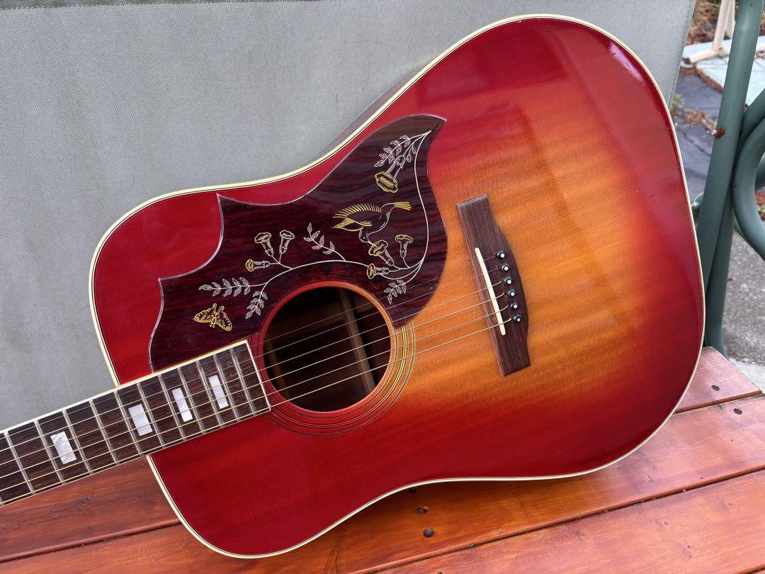Jumbo Hummingbird Acoustic Guitar Red Sunburst 1970s Used From Japan w/HC