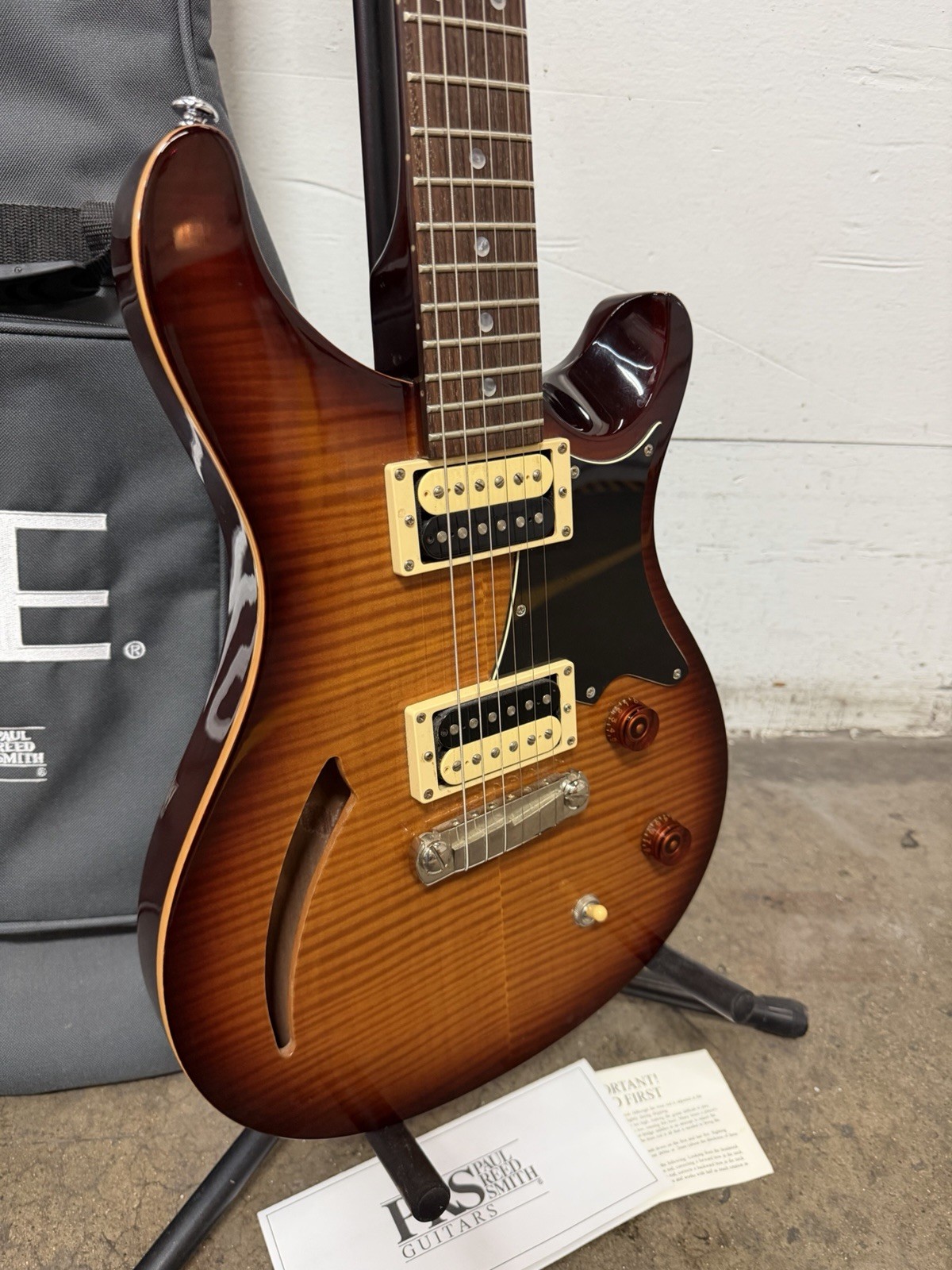 EXCELLENT PRS SE Custom Semi-Hollow Electric Guitar Vintage Sunburst Rosewood