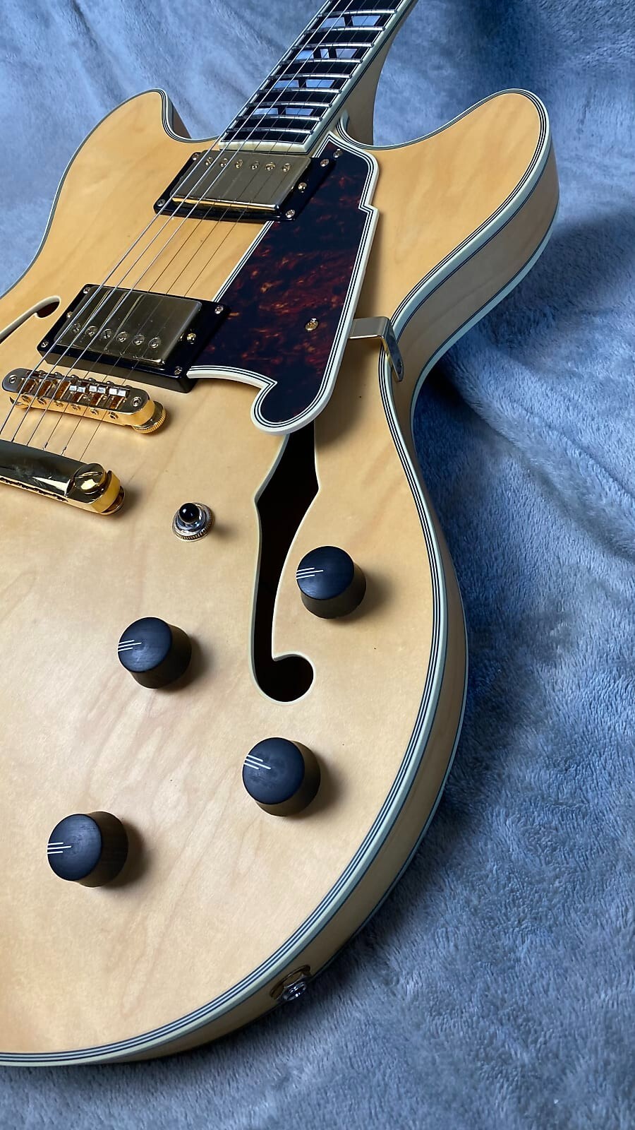 D’Angelico Deluxe DC Semi-hollowbody Electric Guitar – Satin Honey – full size
