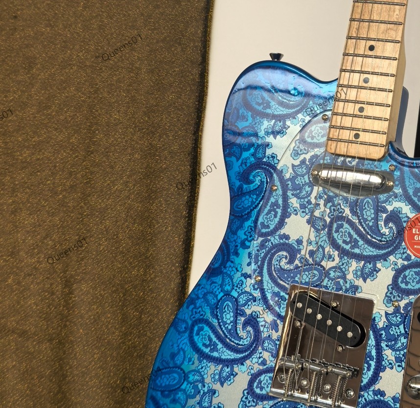 New Electric Guitar Solid Body Stainless Rounded Fret Edge Bone Nut Blue Paisley