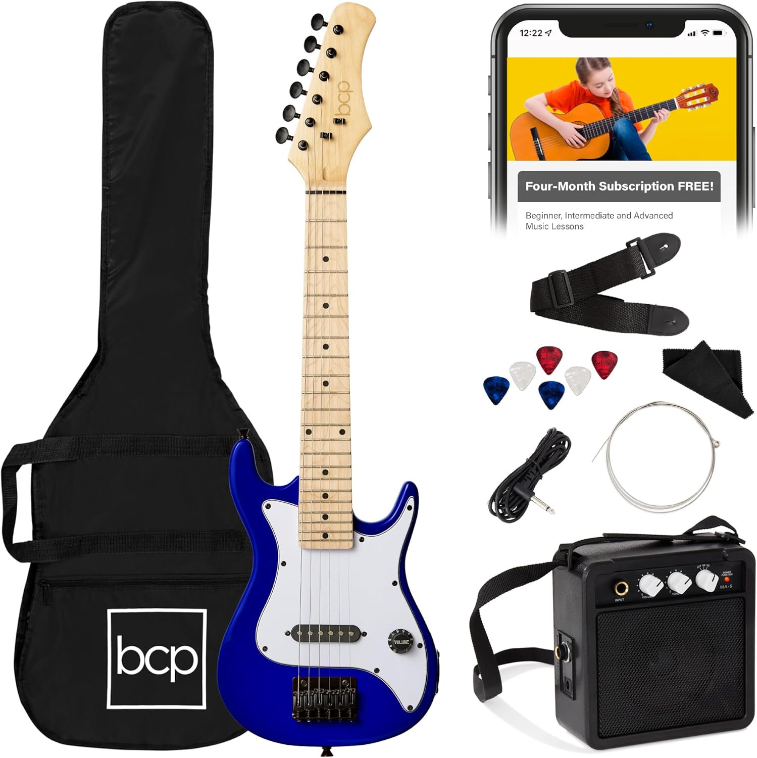 30In Kids Electric Guitar Beginner Starter Kit W/ 5W Amplifier, Strap, Gig Bag,