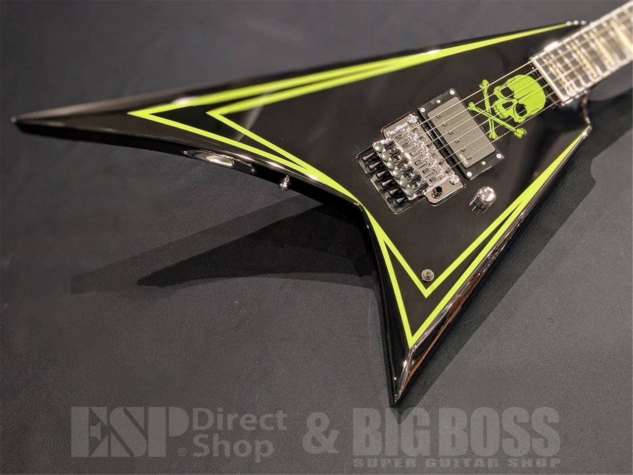 EDWARDS E-ALEXI GREENY Black with Lime Green Pinstripe & Skull