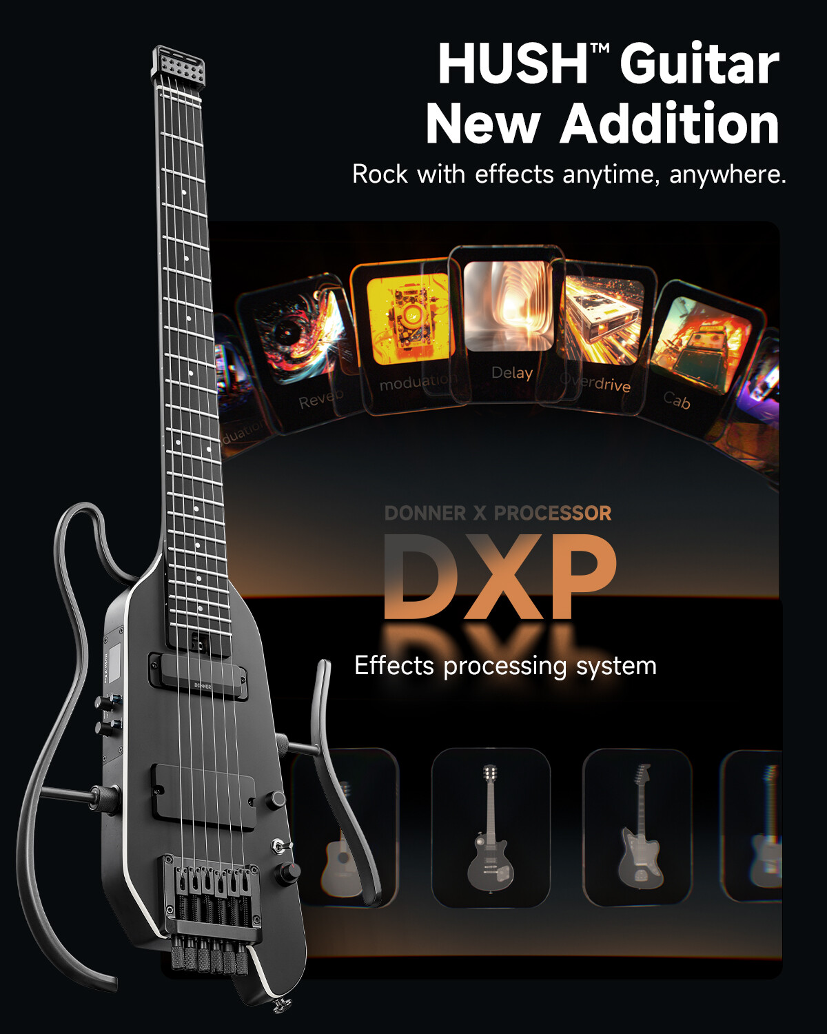 Donner HUSH X PRO Electric Guitar With Multieffect Tone Simulation