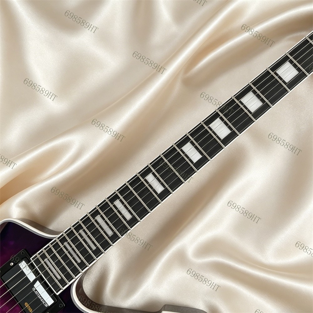 New Trans Purple Burst Electric Guitar Custom E-1 Solid Mahogany Body H-H Pickup