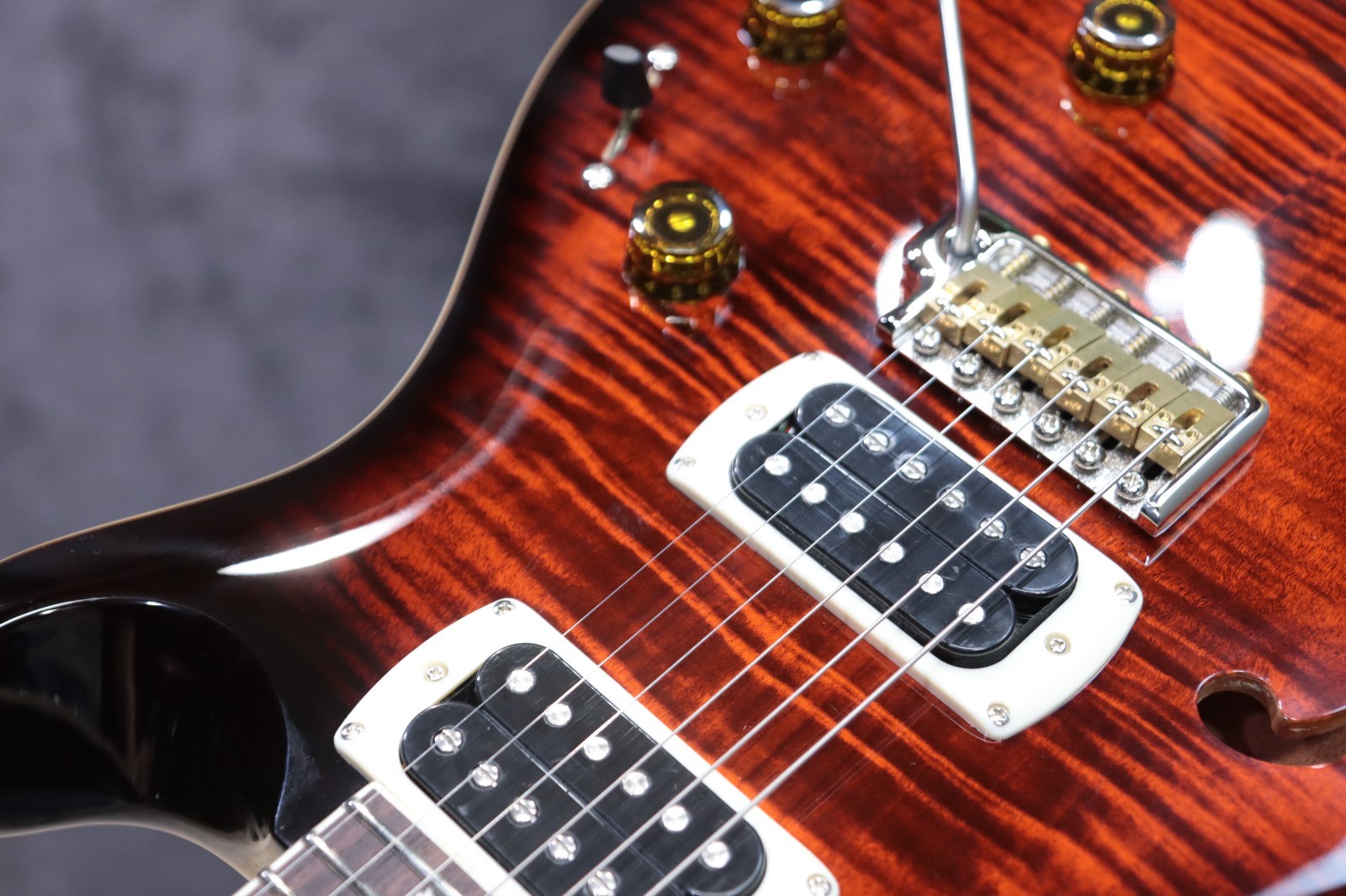 PRS SE Custom 24 Semi-Hollow Piezo Orange Tiger Smokeburst Electric Guitar w/Bag