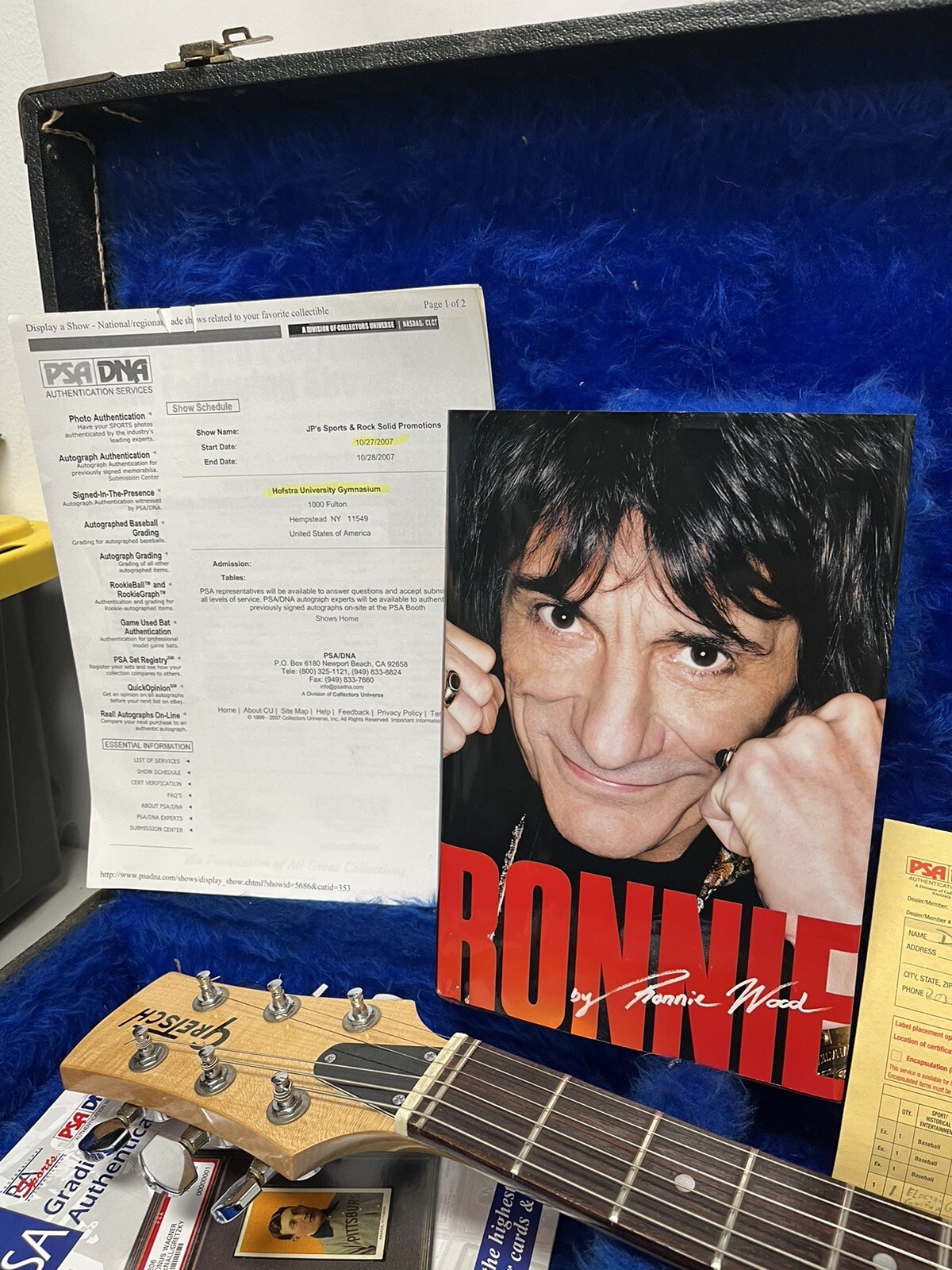 ROLLING STONES Gretsch Beast 1500 Guitar RONNIE WOOD AUTO PSA COA & Signed Book