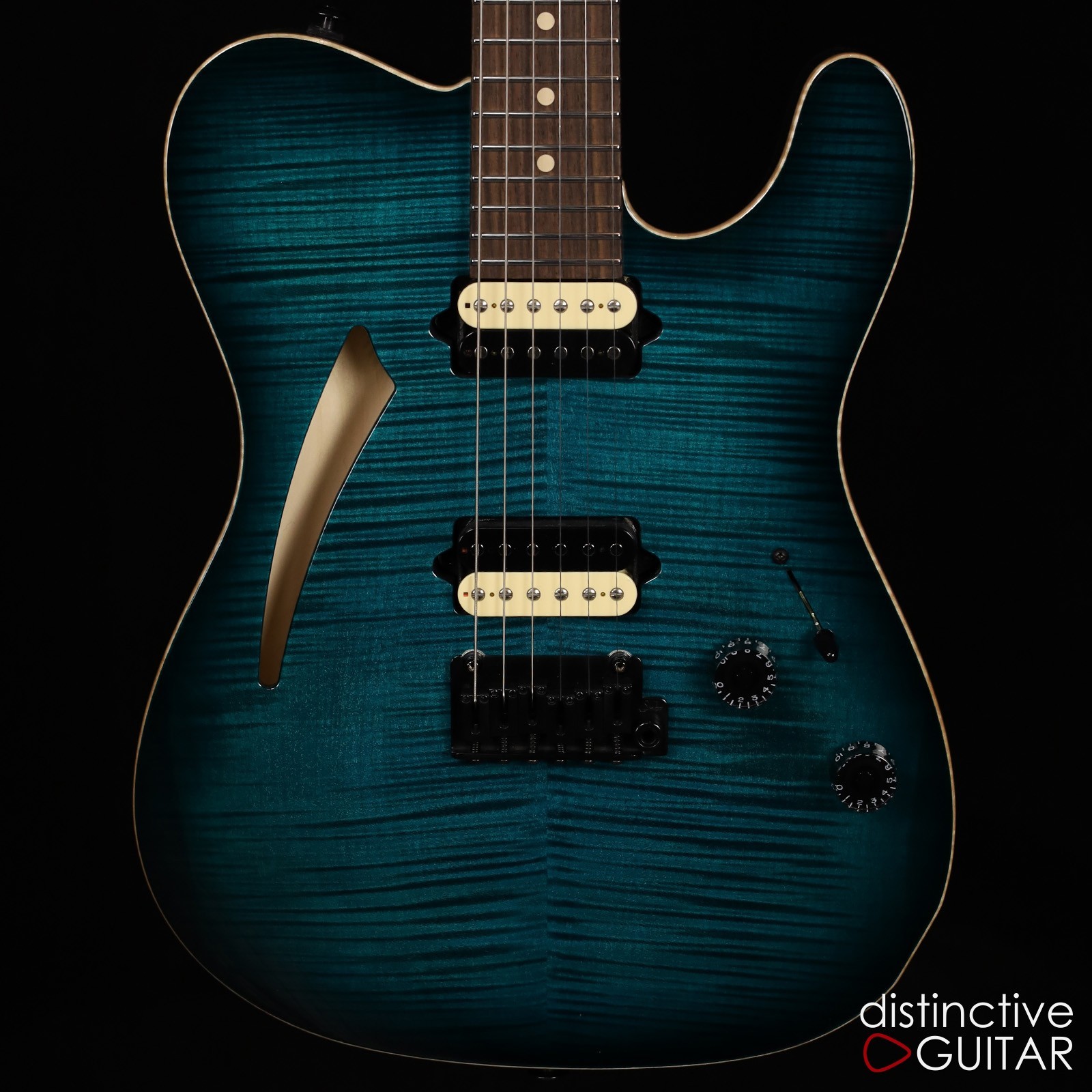 SUHR MODERN T CUSTOM T STYLE TRANS TEAL BURST 2 PICKUPS 5 WAY FLAME TOP
