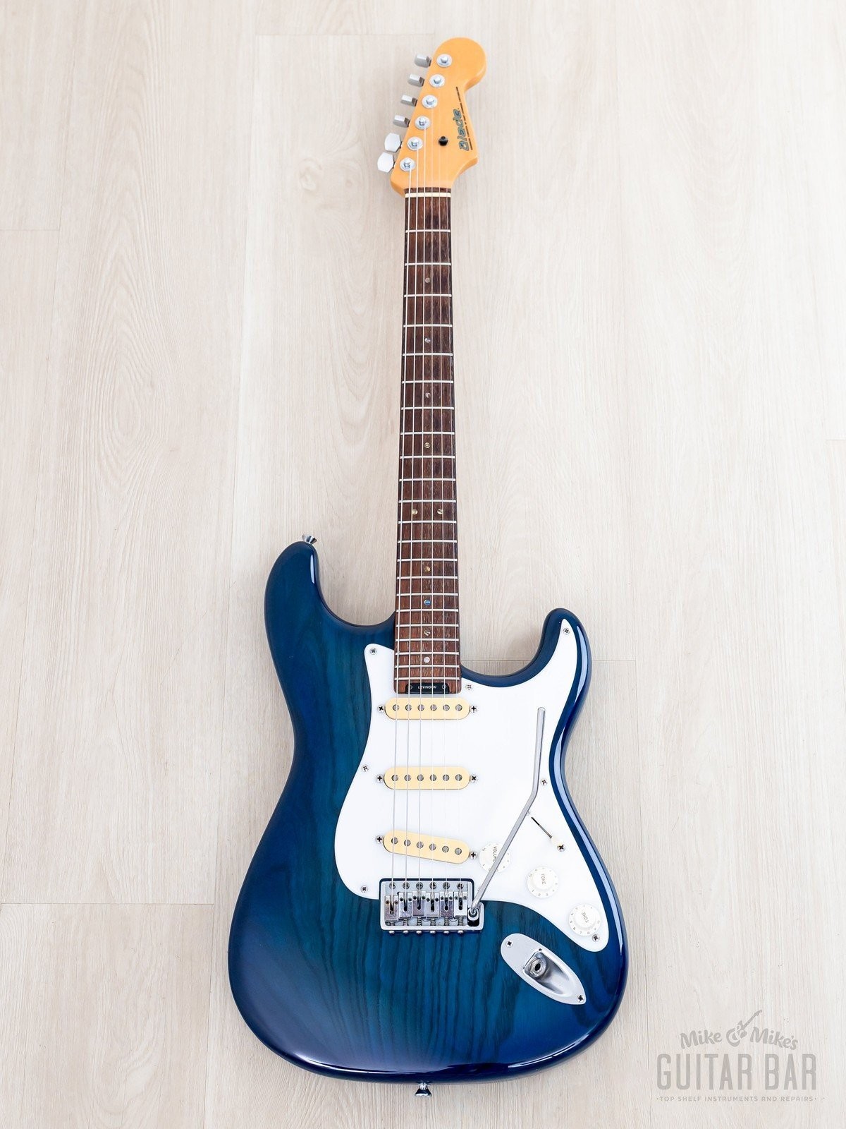 1992 Levinson Blade Texas Blue S-Style Guitar SSS Clear Blue, Japan