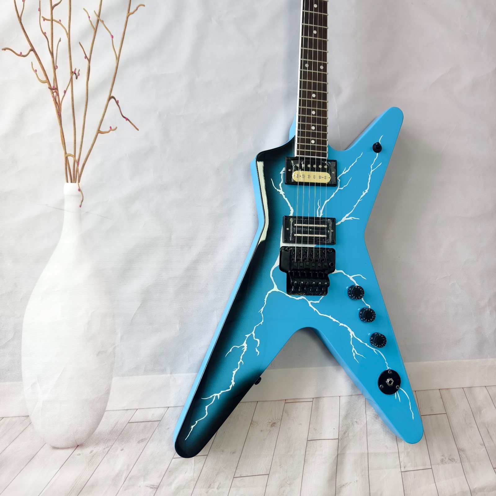 Ship US Dean Dimebag Darrell From Hell ML Electric Guitar – Sky Blue Lightning