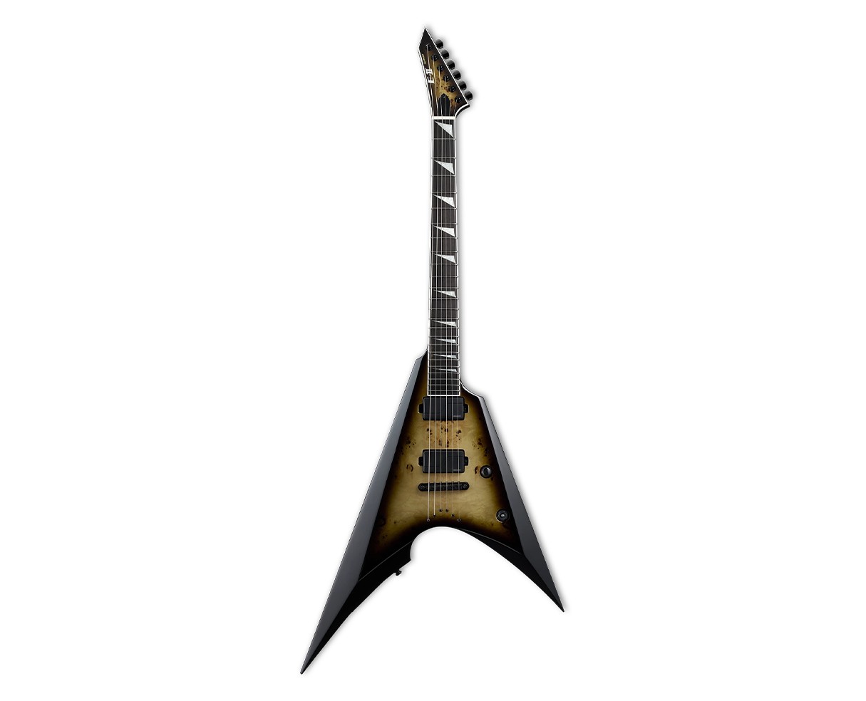 ESP E-II Arrow NT Electric Guitar – Burl Maple Nebula Black Burst – B-Stock