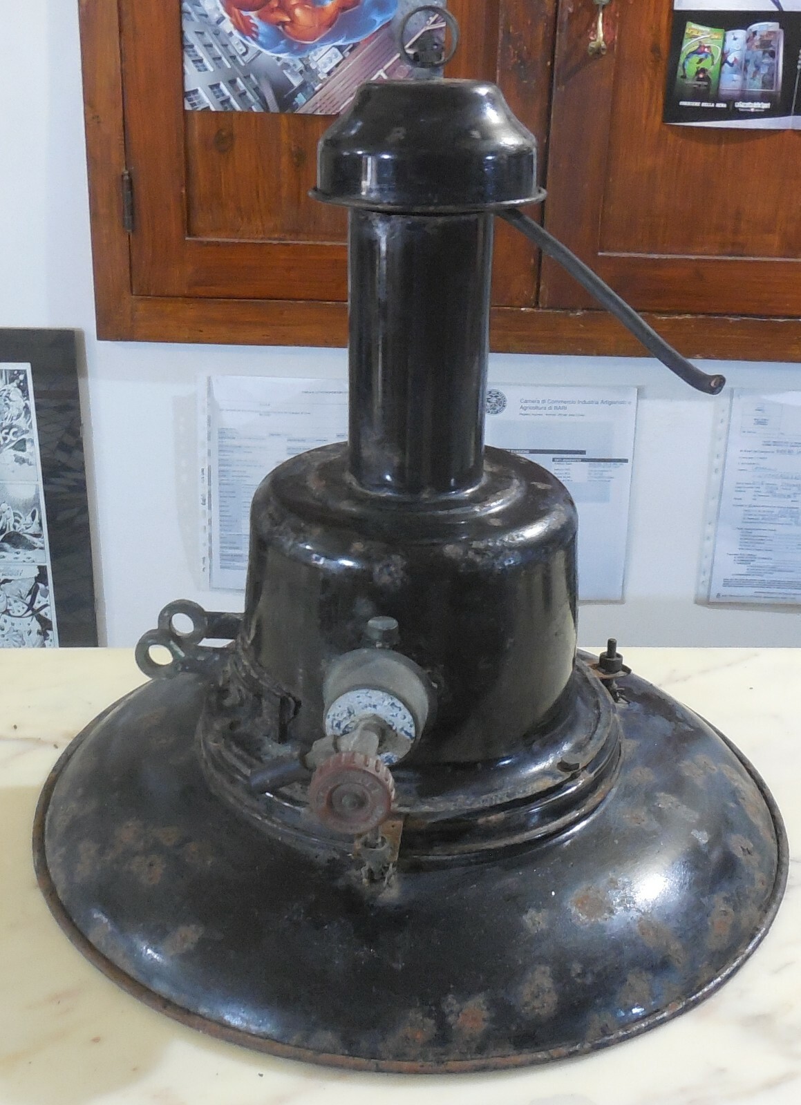 VINTAGE LARGE ANTIQUE LAMP FISHING LIGHT PROVISUS TORINO ITALY 1940-60s