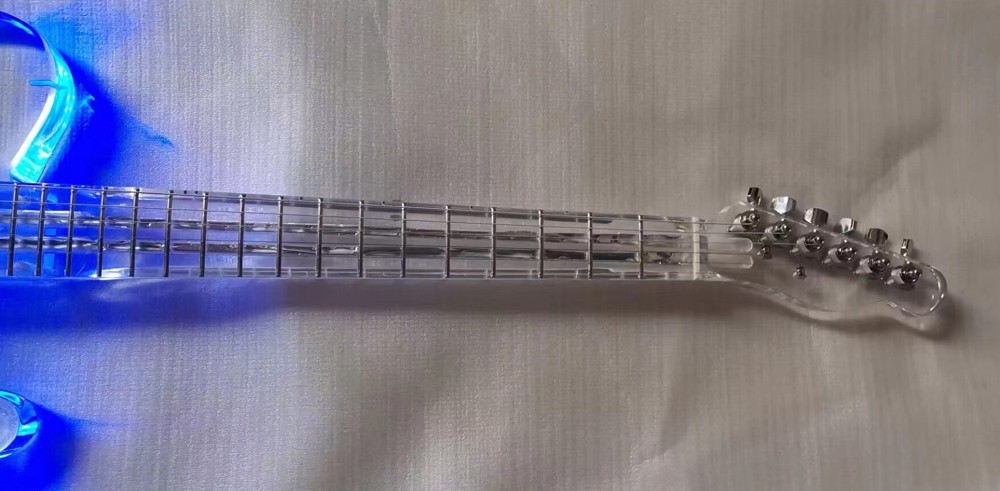 6 Six String Acrylic Electric Guitar Blue Light Acrylic Fingerboard Body