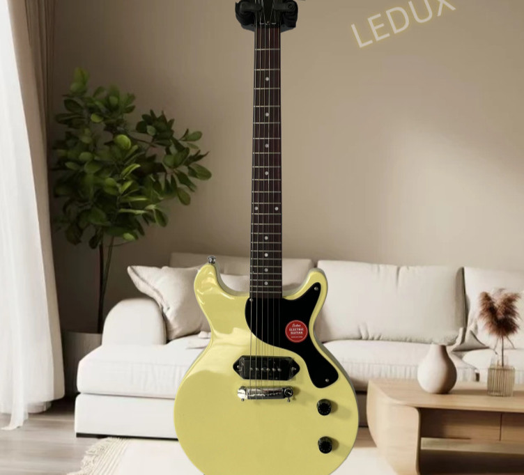 Hot Double Cut yellow Electric Guitar Solid body Rosewood Fretboard P90 Pickups