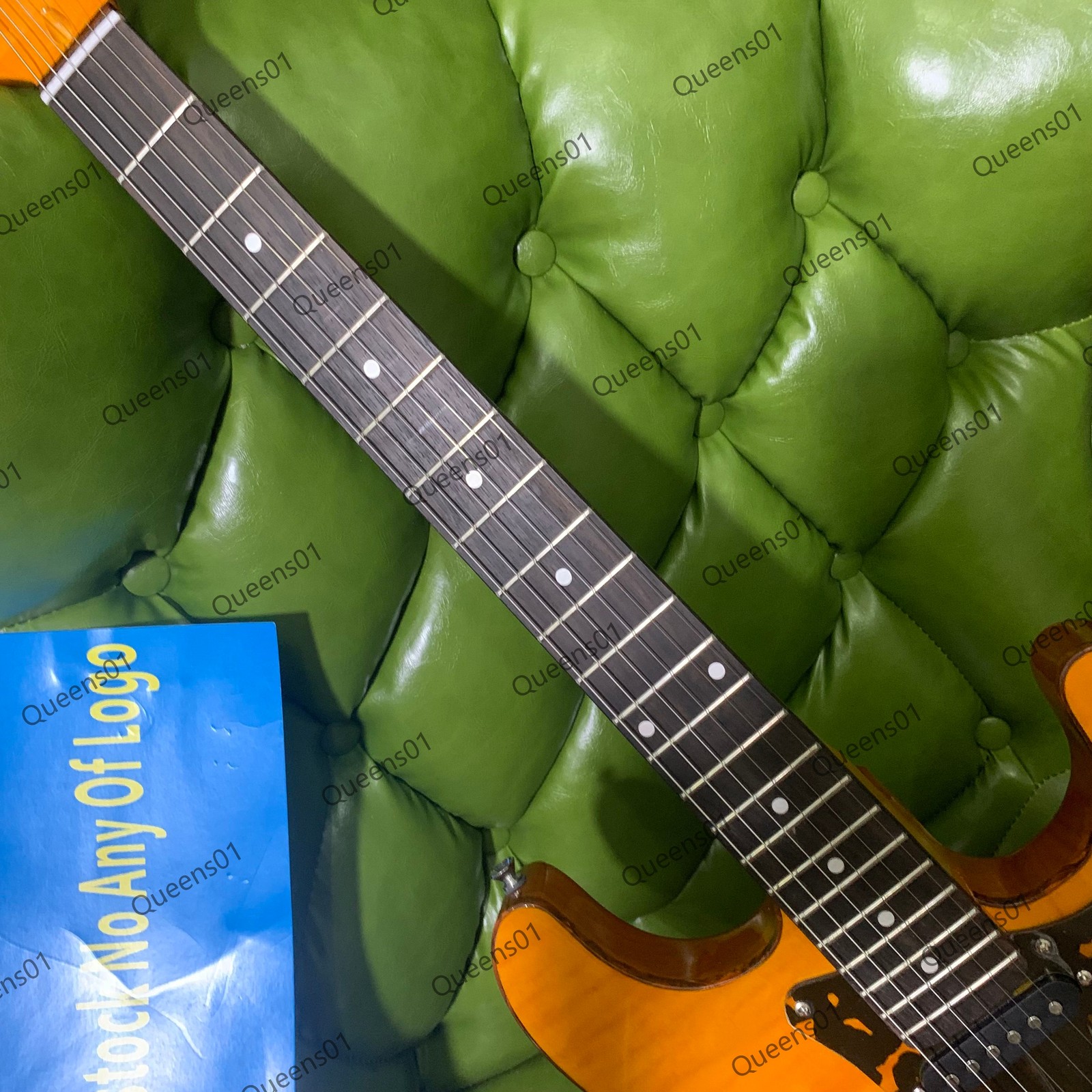 New Electric Guitar Figured Maple Top Veneer Tremolo Bridge SSS Pickups Yellow