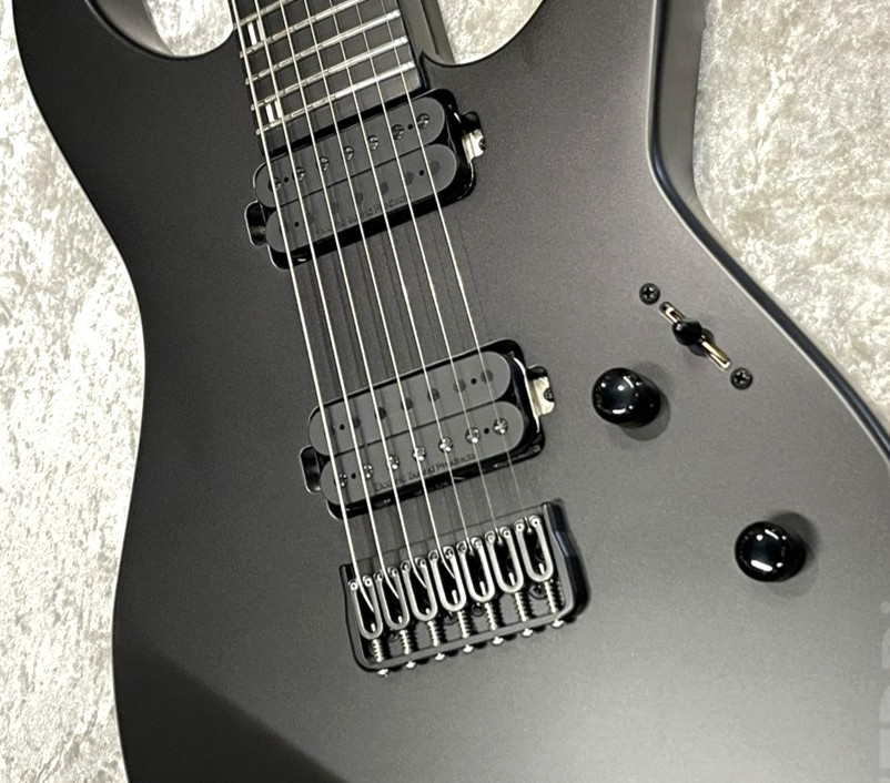 EDWARDS E-M-II-7 Metallic Black Satin Electric Guitar From Japan