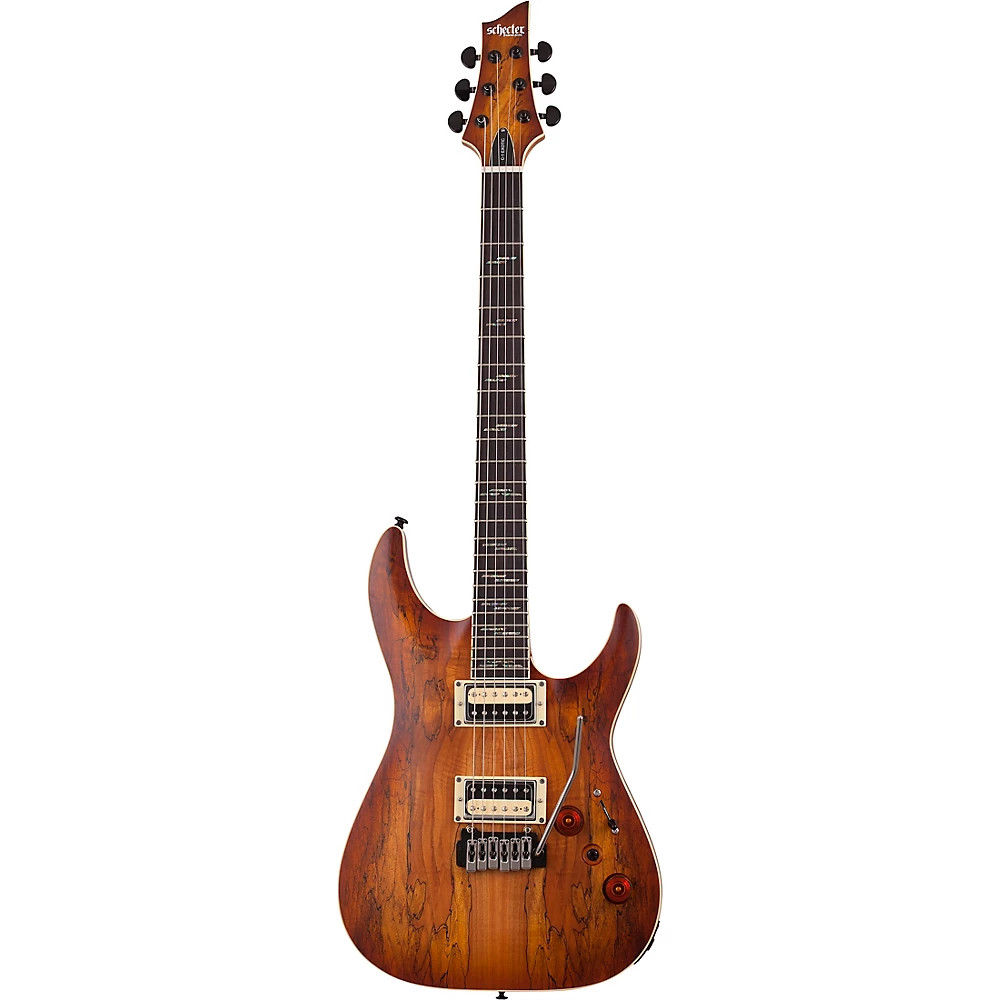 Schecter C1 Exotic Spalted Maple 6String Guitar Natural Vintage Burst