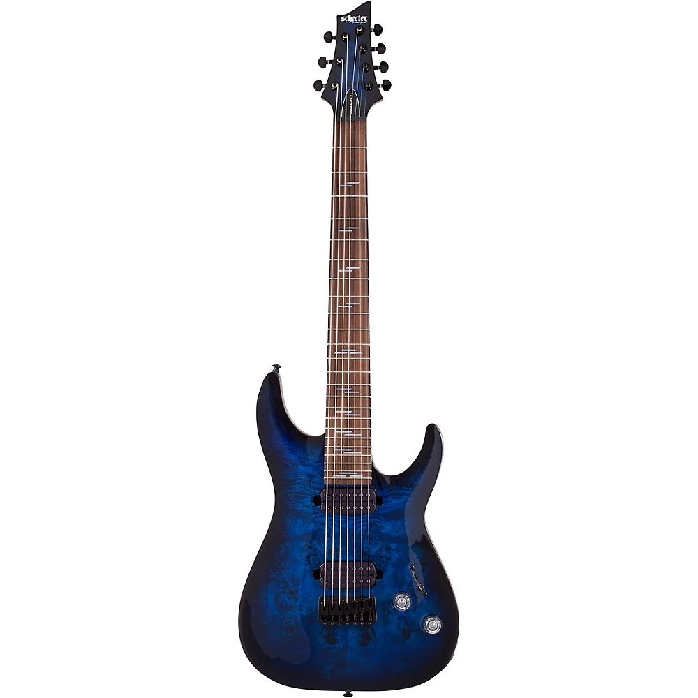 Schecter Guitar Research Omen Elite 7String Electric Guitar SeeThru Blue Burst